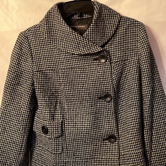 Banana Republic Plaid Wide Collar Wool Jacket Size Medium - Picture 4 of 8